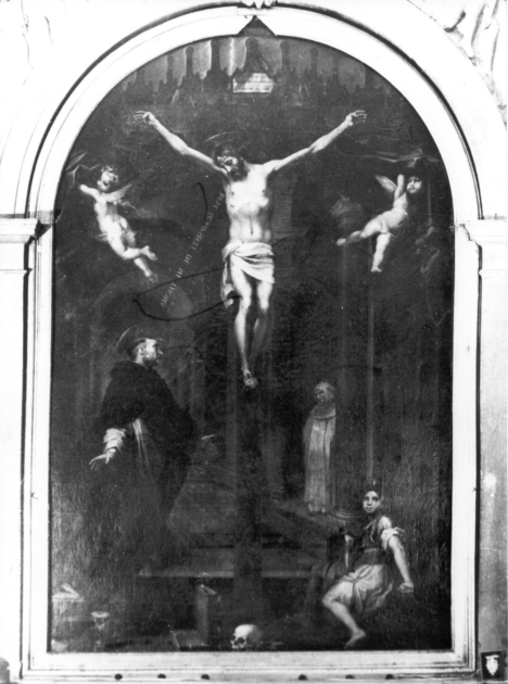 CRISTO CROCIFISSO PARLA A SAN TOMMASO D'AQUINO (dipinto) di Vanni Francesco (sec. XVII)