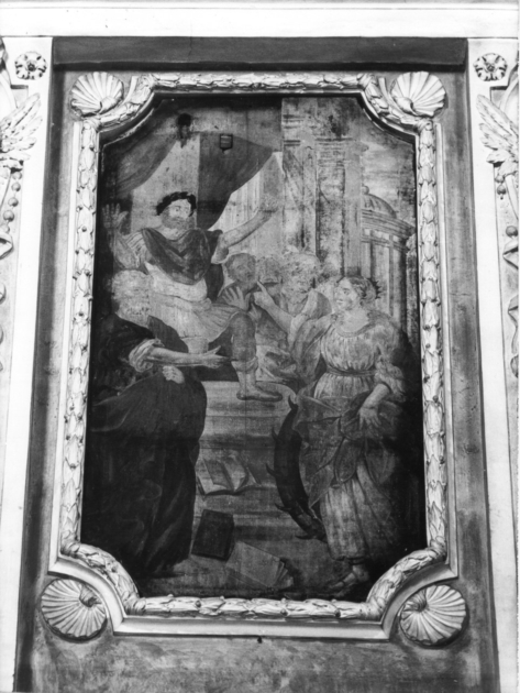 disputa di Santa Caterina d'Alessandria con i filosofi (dipinto) - ambito italiano (sec. XVII)