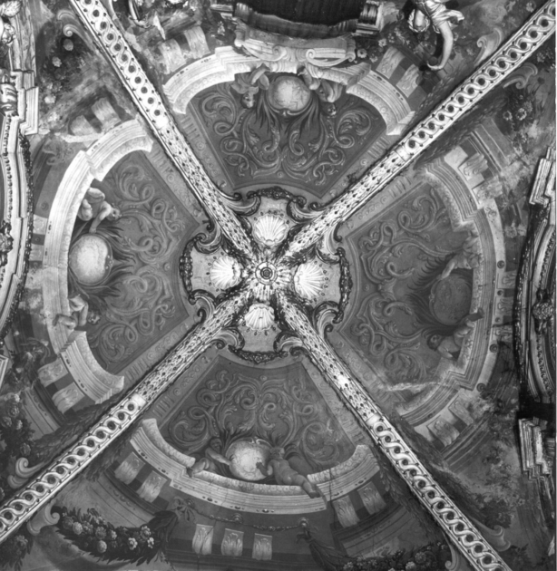 motivi decorativi vegetali con putti alati (dipinto) - ambito italiano (sec. XVIII)