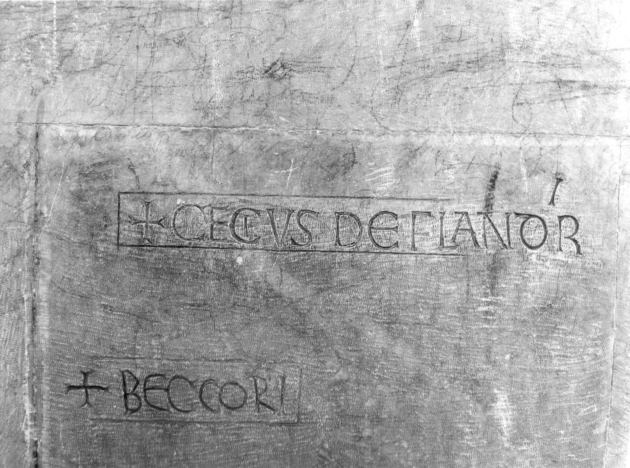 lapide tombale - bottega italiana (secc. XIV/ XV)