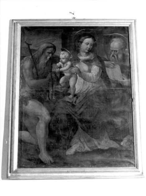 MADONNA CON BAMBINO E SANTI (dipinto) - ambito italiano (secc. XVI/ XVII)