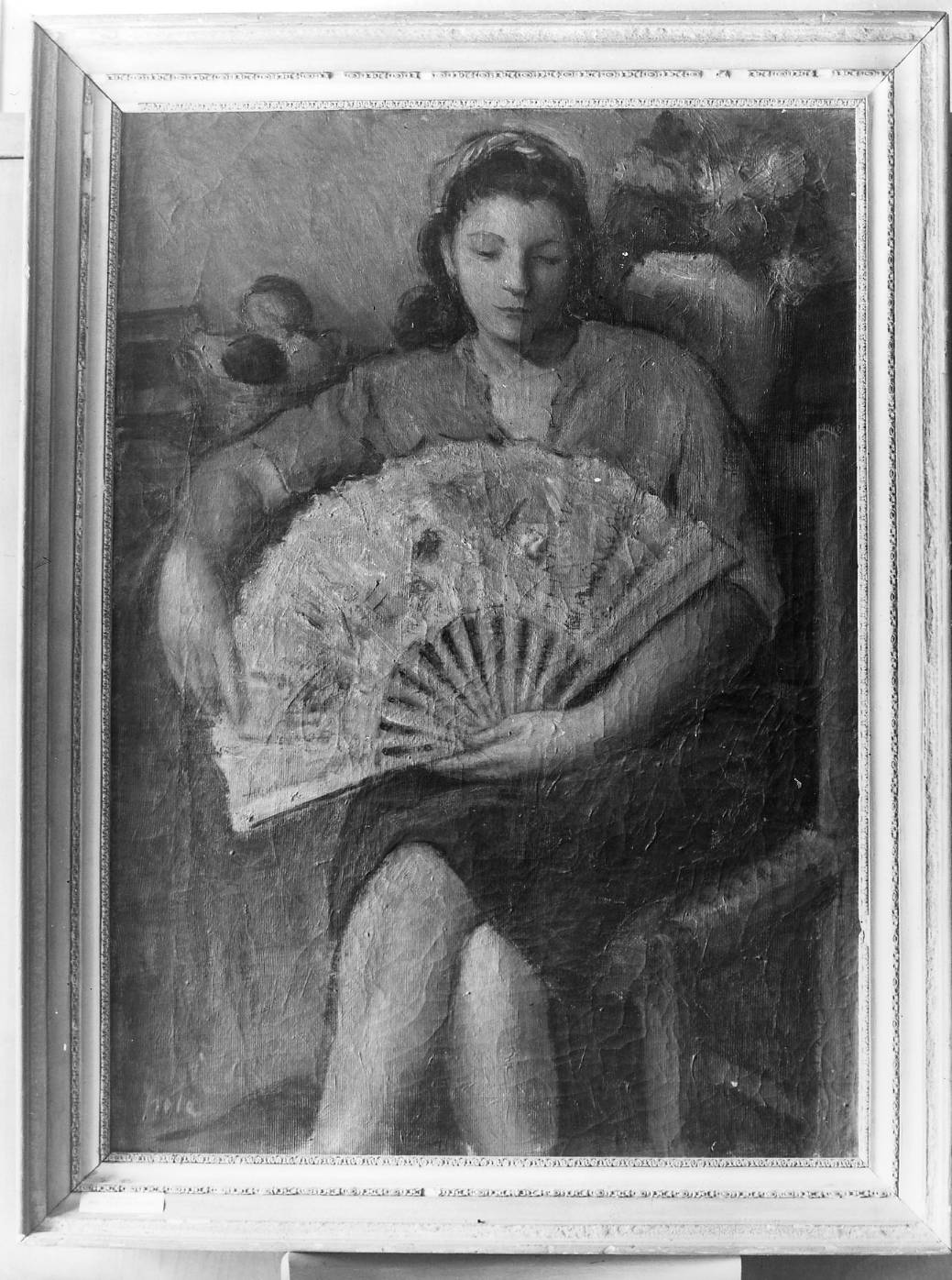 Donna con ventaglio (dipinto) di Isola Raffaello (metà sec. XX)