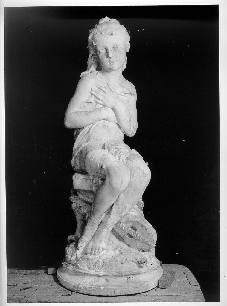 fanciulla con mandolino (statua, opera isolata) - ambito francese (seconda metà sec. XIX)