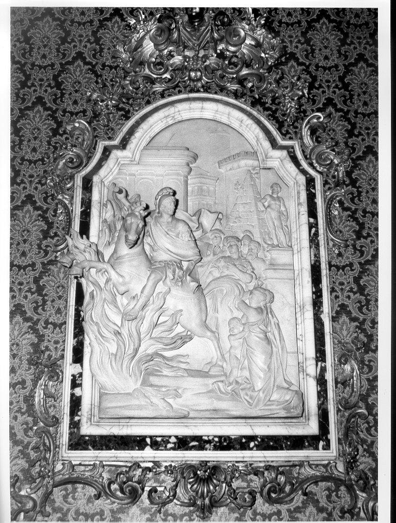 CURZIO RUFO CHE SI GETTA NELLA VORAGINE (rilievo) di Cybei Giovanni Antonio (sec. XVIII)