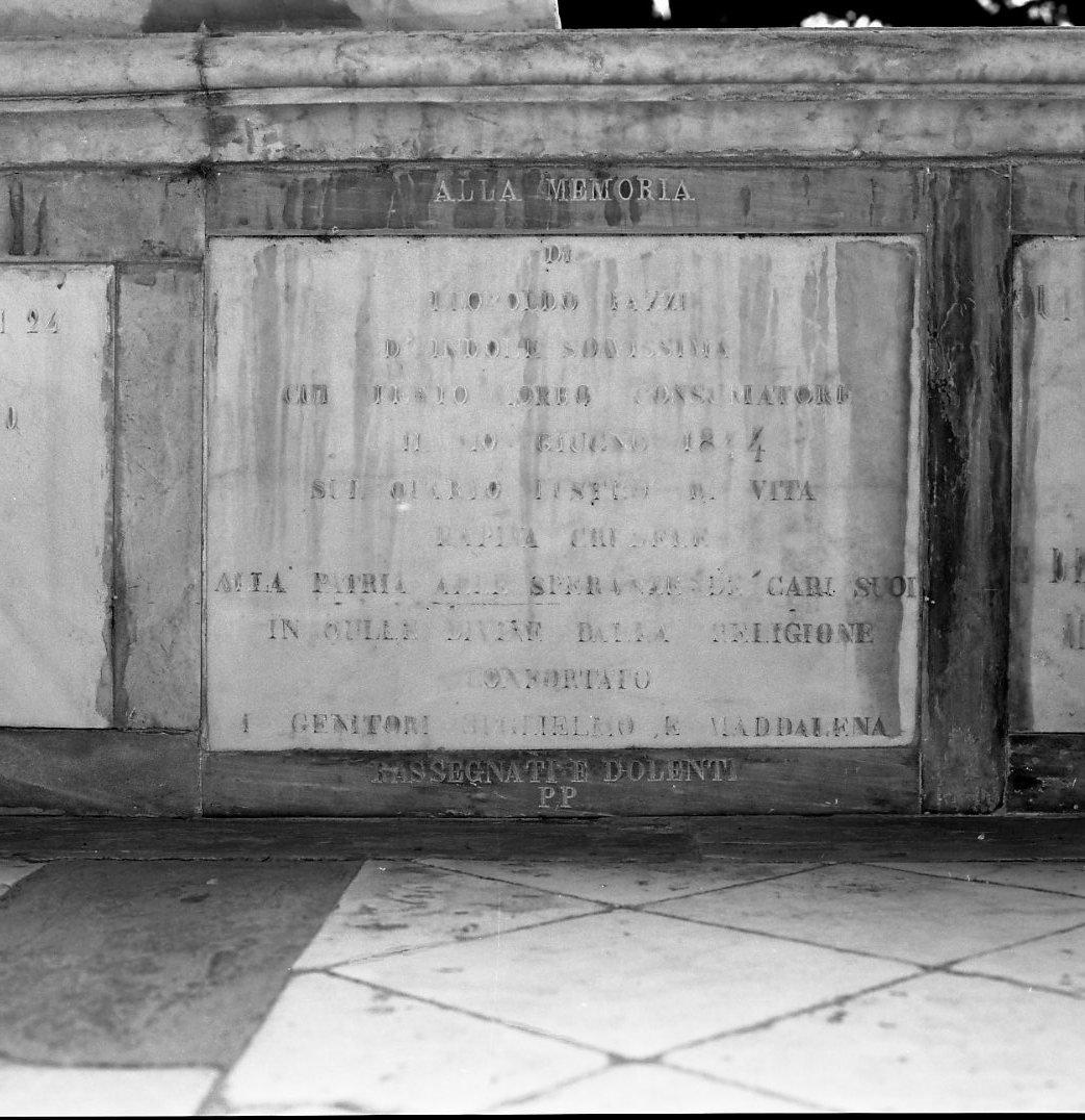 lapide tombale - bottega pisana (sec. XIX)