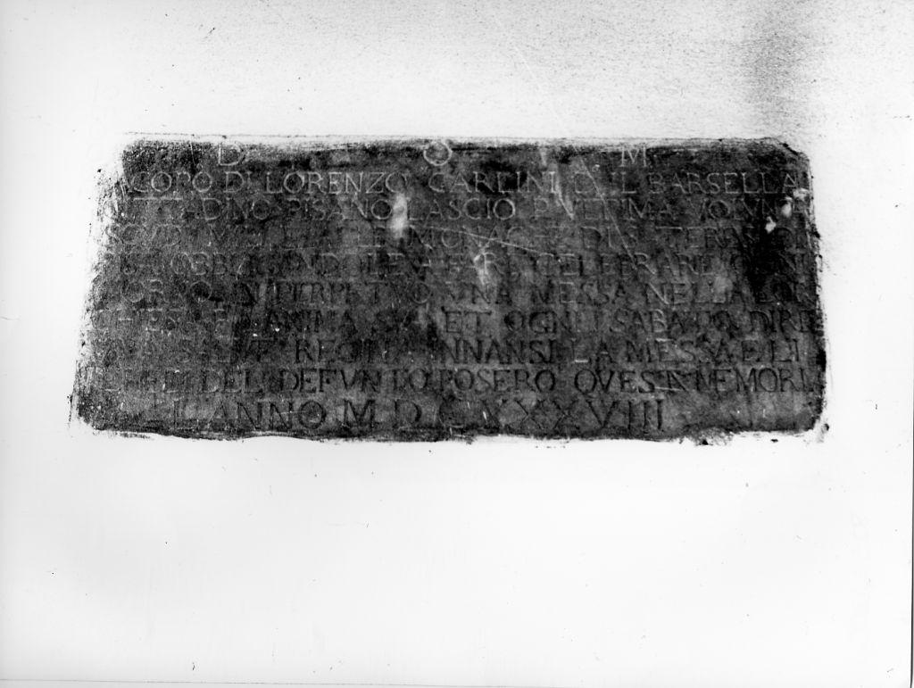 lapide - bottega pisana (secondo quarto sec. XVII)