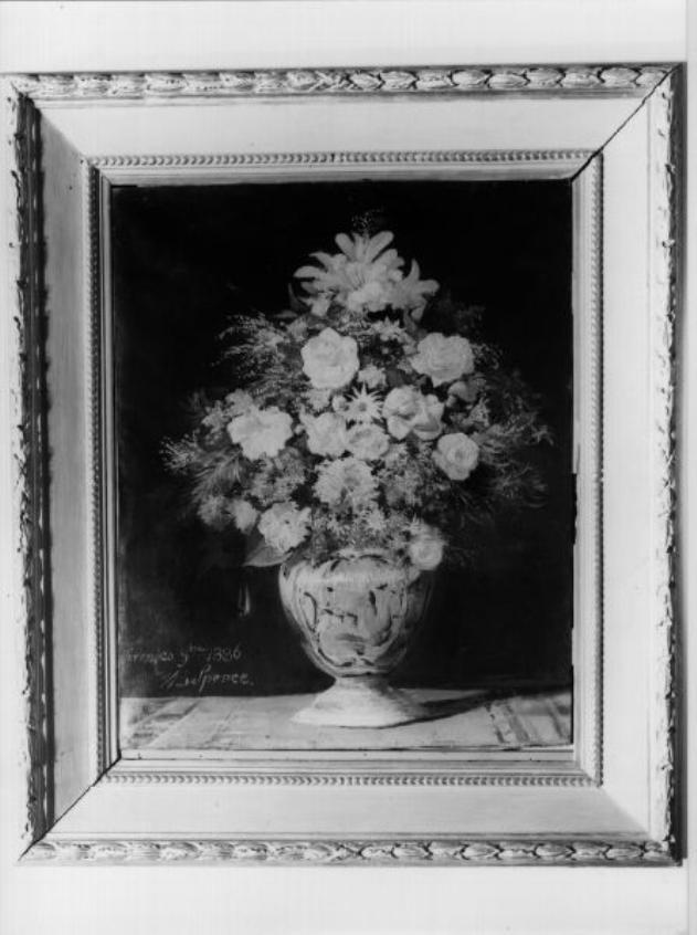 Vaso con fiori (dipinto) di Spence M. B (sec. XIX)