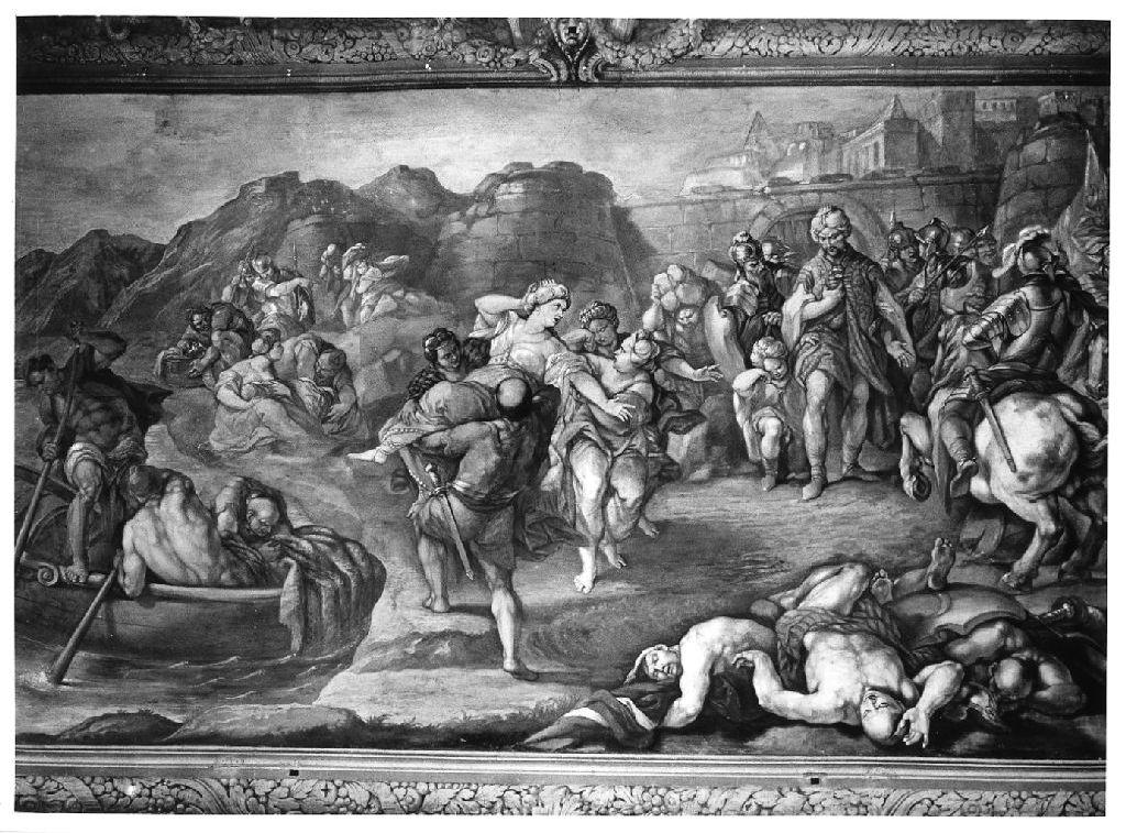 La conquista della Sardegna, scena di battaglia (dipinto, complesso decorativo) di Fardella Giacomo (sec. XVII)