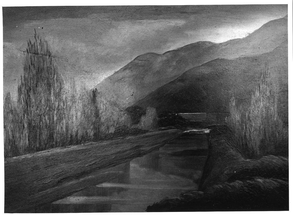 Asciano pisano, Paesaggio fluviale (dipinto) di Gentilina Nello (sec. XX)
