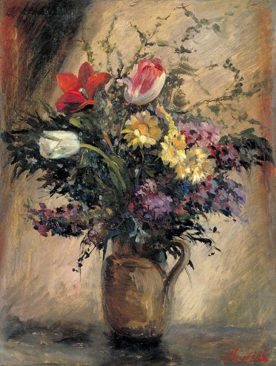 Fiori, vaso con fiori (dipinto, opera isolata) - ambito italiano (metà sec. XX)