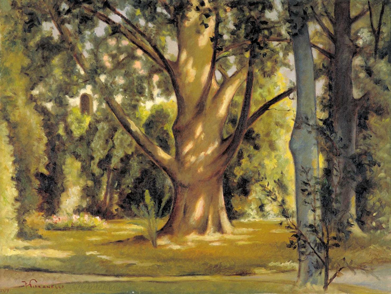 Giardino Scotto, veduta di giardino Scotto a Pisa (dipinto, opera isolata) di Pizzanelli Ferruccio (sec. XX)