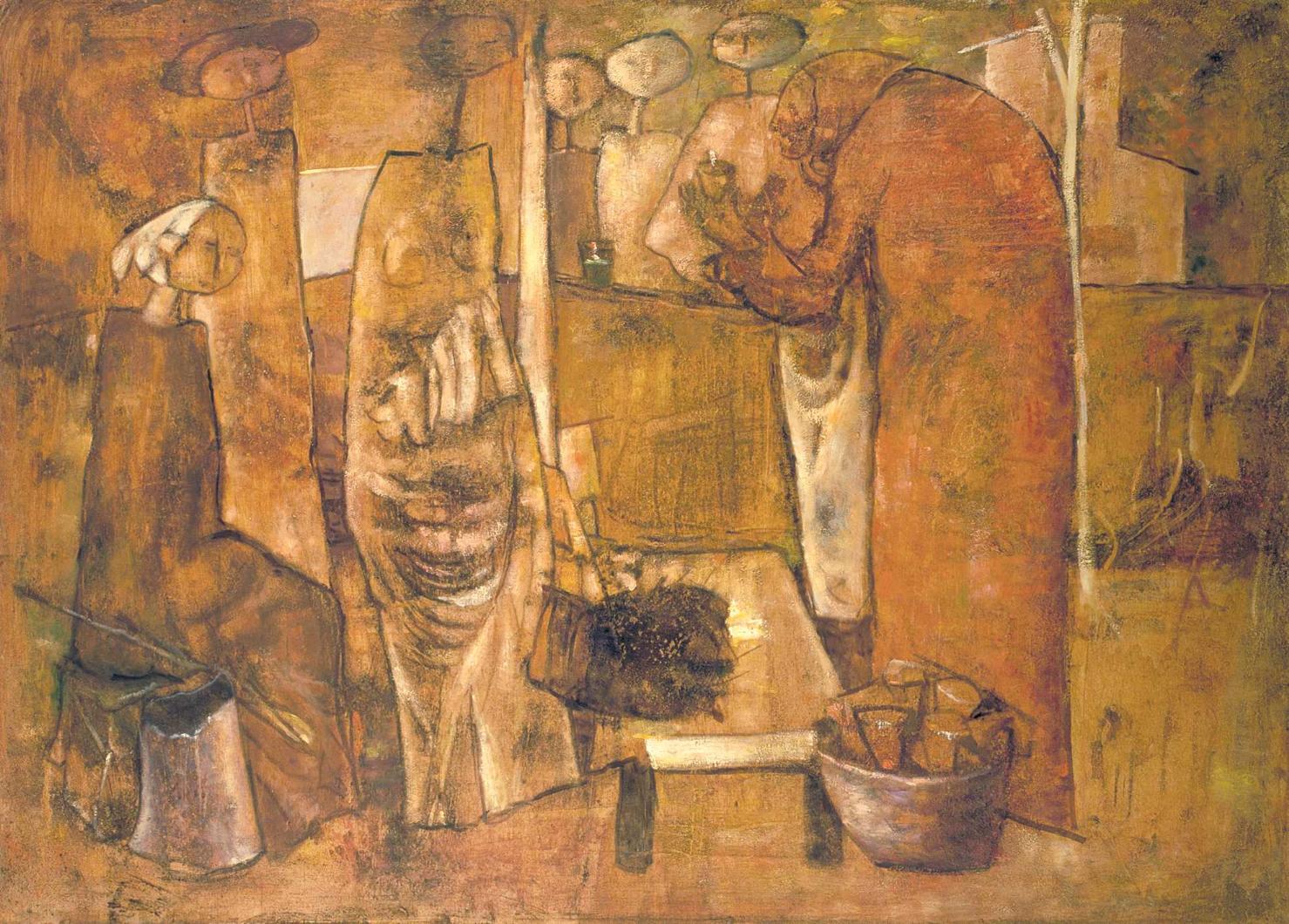 La luminara, figure (dipinto, opera isolata) - ambito italiano (seconda metà sec. XX)