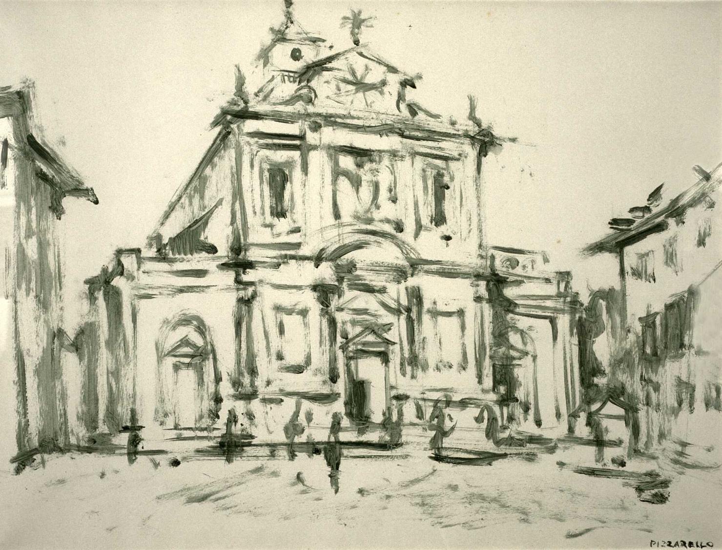 Chiesa di S. Stefano dei Cavalieri, veduta della chiesa di Santo Stefano dei Cavalieri a Pisa (dipinto, opera isolata) - ambito italiano (sec. XX)