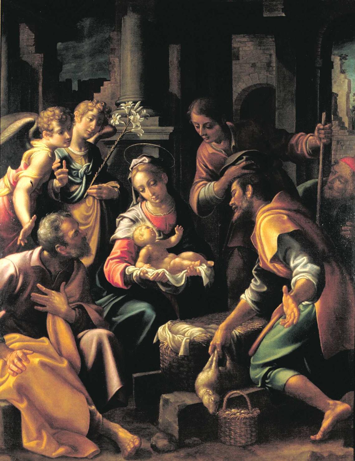 Adorazione dei pastori, adorazione dei pastori (dipinto, opera isolata) di Lomi Aurelio (primo quarto sec. XVII)