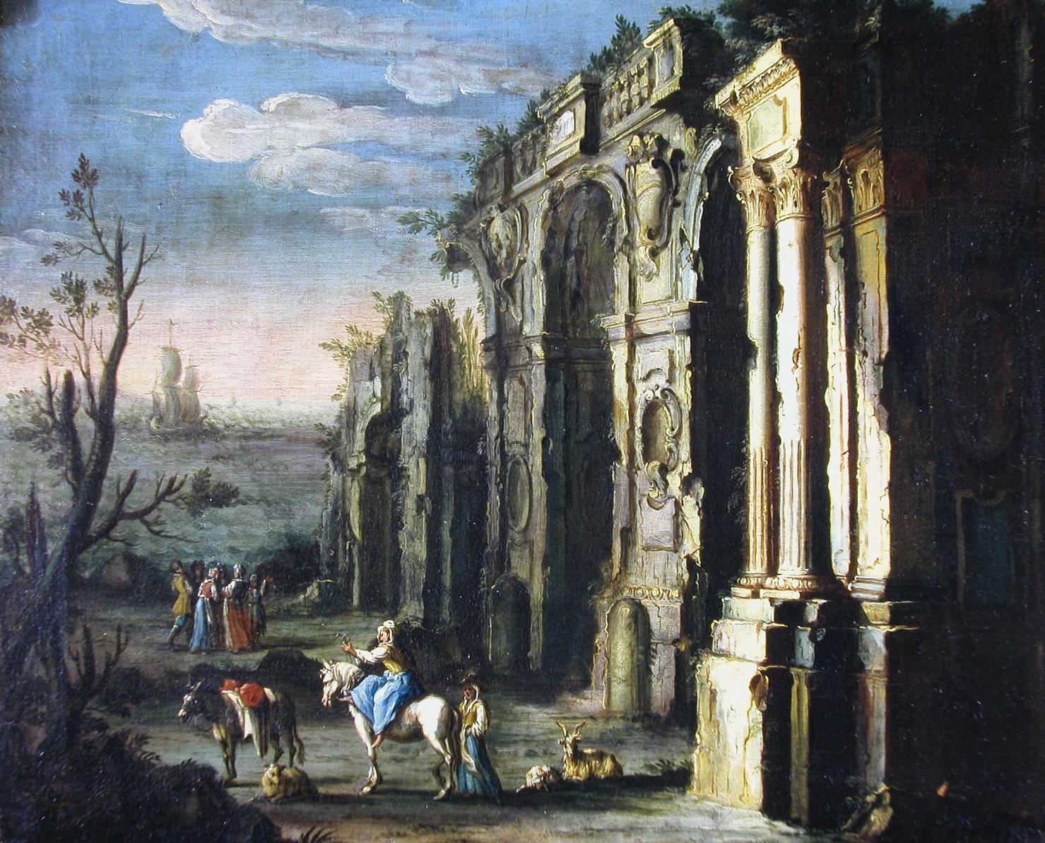 Scena di saccheggio, veduta (dipinto, opera isolata) - ambito toscano (sec. XVIII)