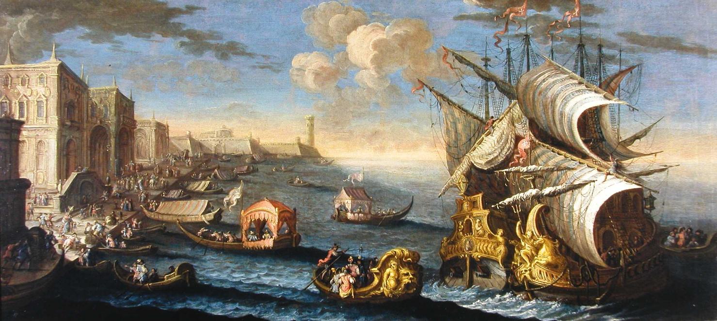 Veduta fantastica di una città di mare, veduta (dipinto, opera isolata) - ambito toscano (prima metà sec. XVIII)