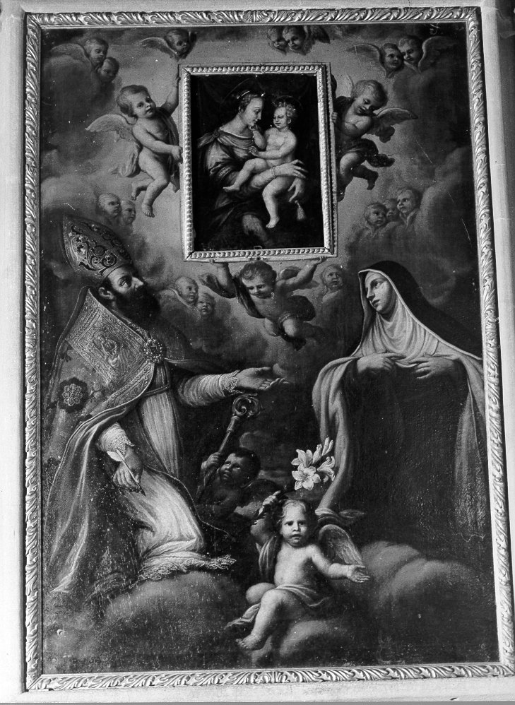 Santo Vescovo e Santa Chiara (dipinto) - ambito toscano (fine sec. XVI)