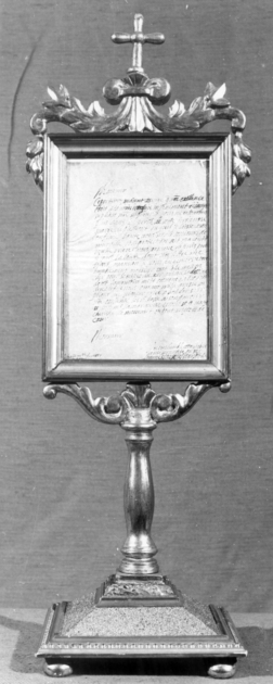 reliquiario - a tabella - bottega toscana (fine/inizio secc. XVIII/ XIX)