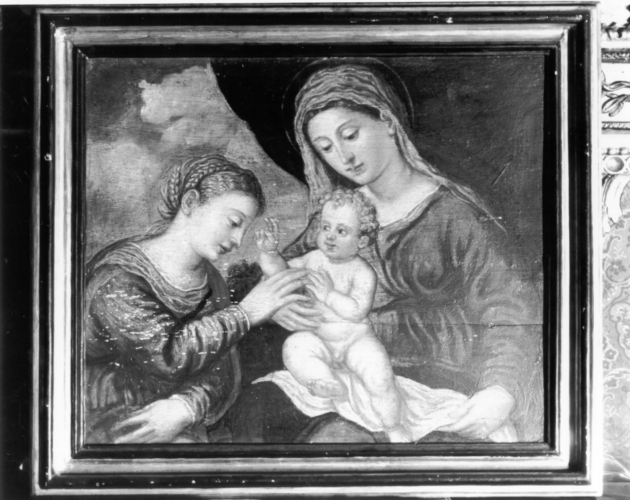 MADONNA CON BAMBINO E SANTI (dipinto) di Bonifacio de Pitati detto Bonifacio Veronese (cerchia) (prima metà sec. XVI)