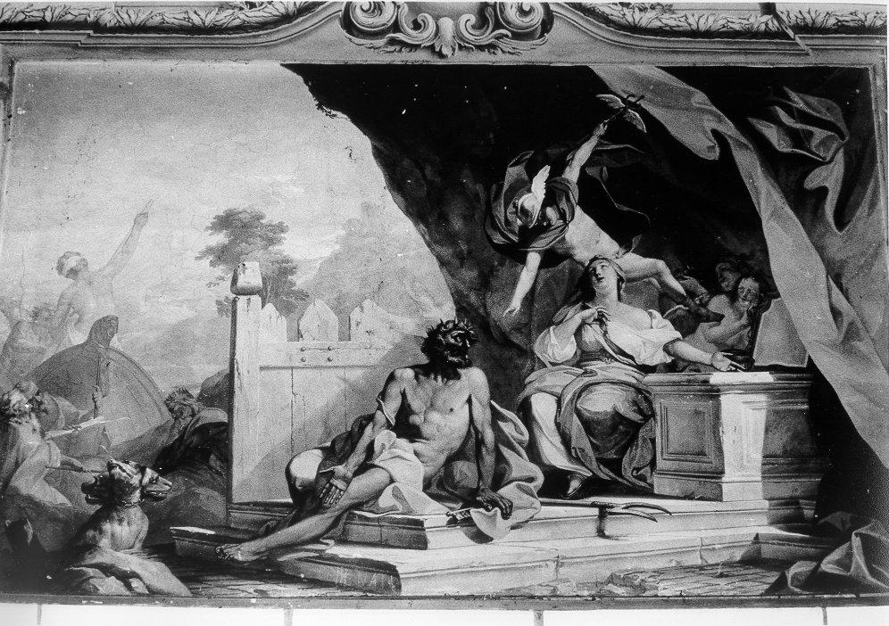 Mercurio messaggero agli Inferi (dipinto, complesso decorativo) di Galeotti Giuseppe (sec. XVIII)