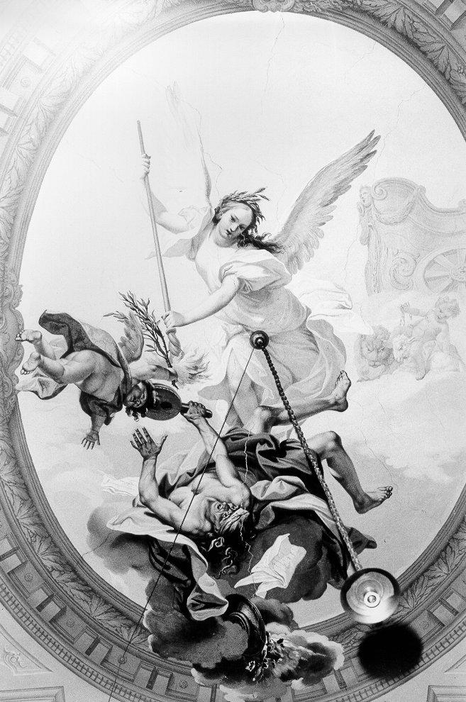 trionfo della Religione sull'Eresia (dipinto, complesso decorativo) di Galeotti Giuseppe (sec. XVIII)