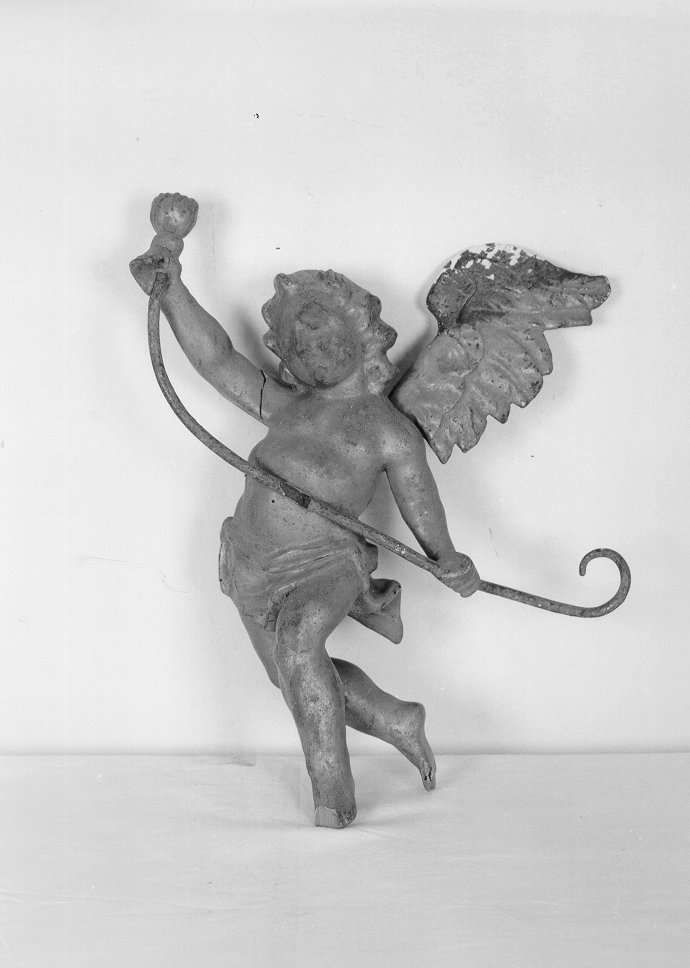 angelo reggicortina (scultura) - bottega italiana (metà sec. XVII)