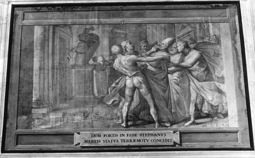 La caduta della statua di Marte e l'arresto di Santo Stefano (dipinto) di Allori Alessandro (seconda metà sec. XVI)