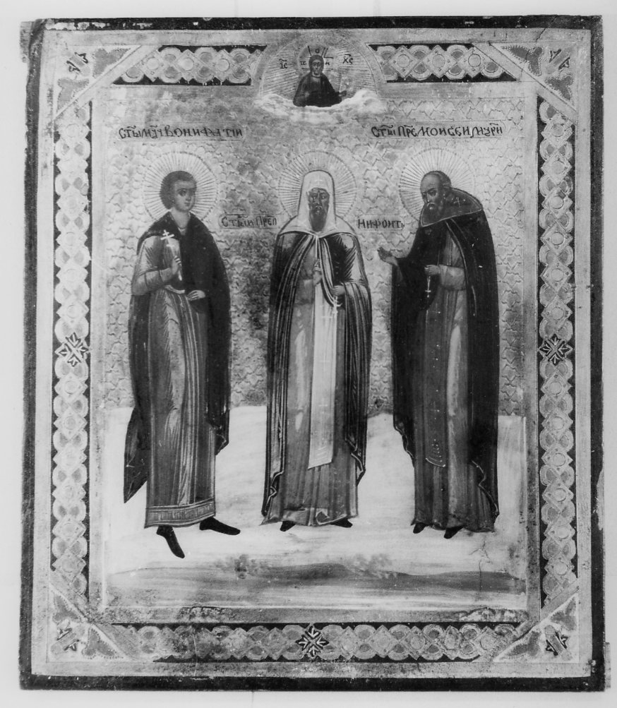 Tre santi, (?) (icona) - ambito russo (fine sec. XIX)