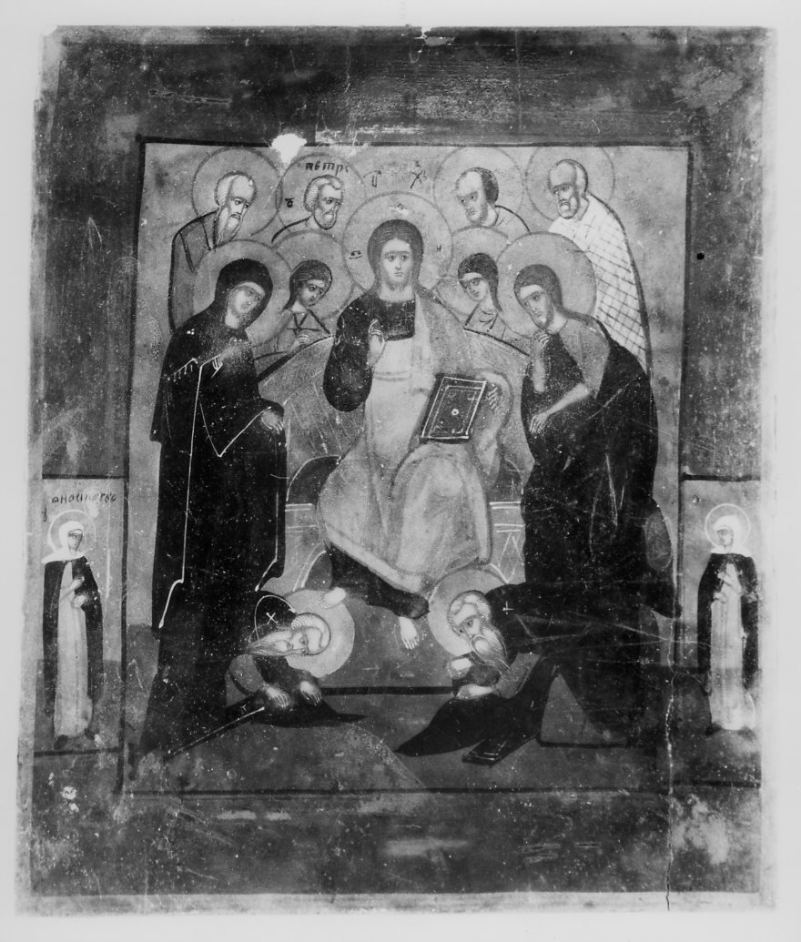 Cristo benedicente con Madonna e santi (icona) - ambito russo (sec. XVIII)
