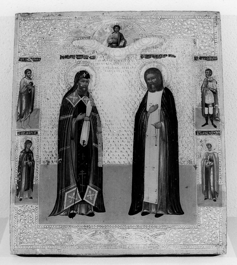 S. Serfino di Sarov e altri santi, santi (?) (icona) - ambito russo (sec. XIX)