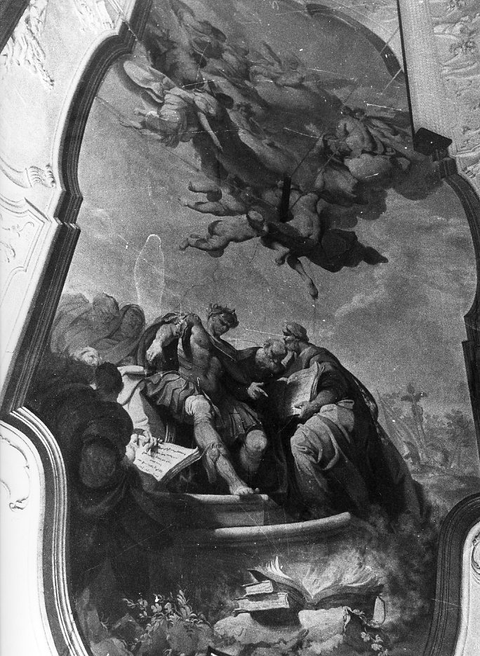 Giustiniano che detta le pandette (decorazione pittorica) di Ferretti Giovan Domenico (sec. XVIII)