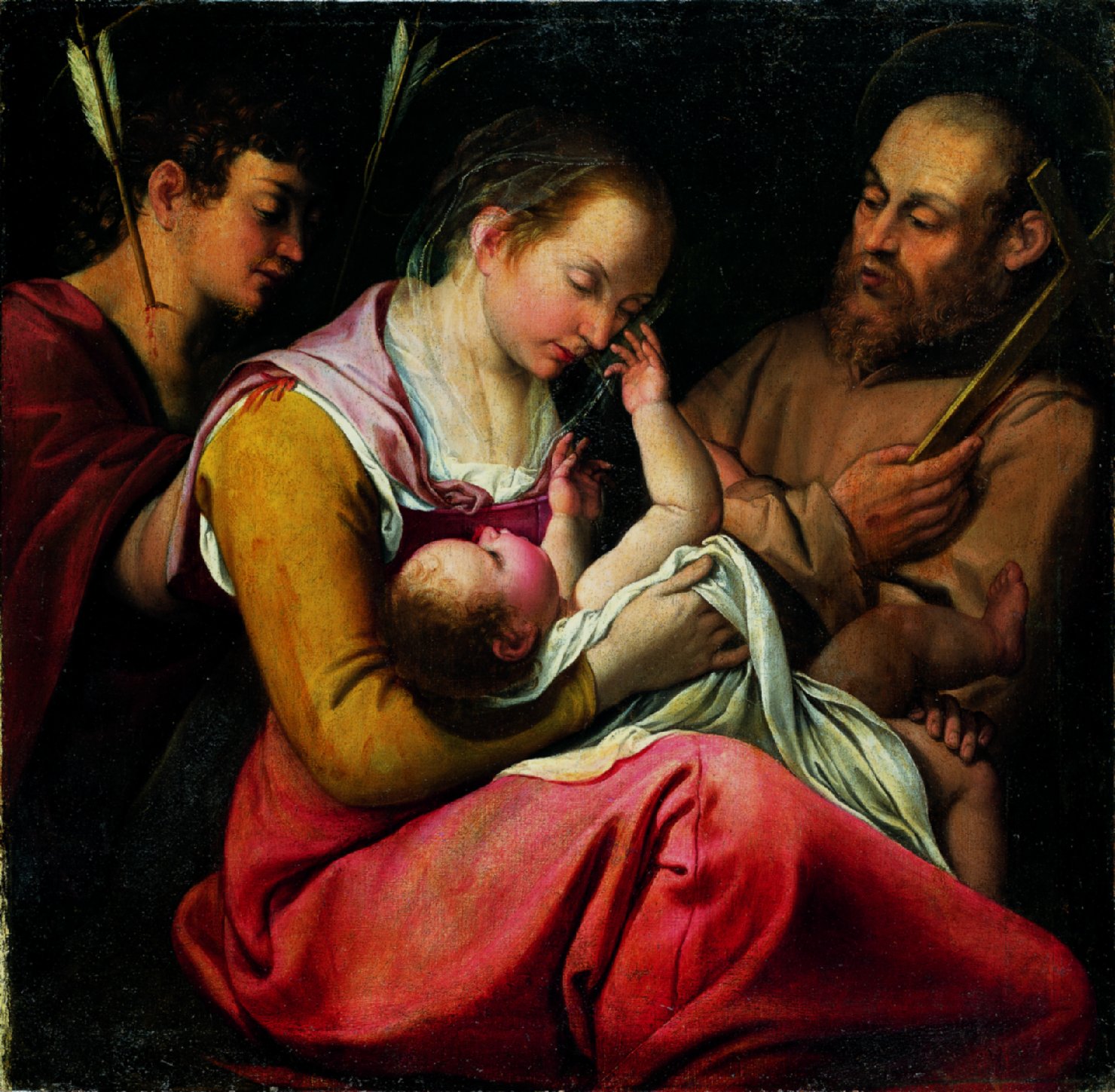 Madonna con Bambino tra i santi Sebastiano e Francesco, Madonna con Bambino tra San Sebastiano e San Francesco (dipinto, opera isolata) di Gentileschi Orazio (fine sec. XVI)