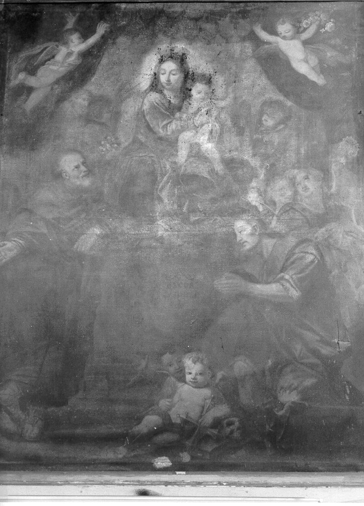 Madonna del Carmelo con angeli, cherubini e Santi Giuseppe e Giovanni Battista (dipinto) - ambito pisano (sec. XVIII)