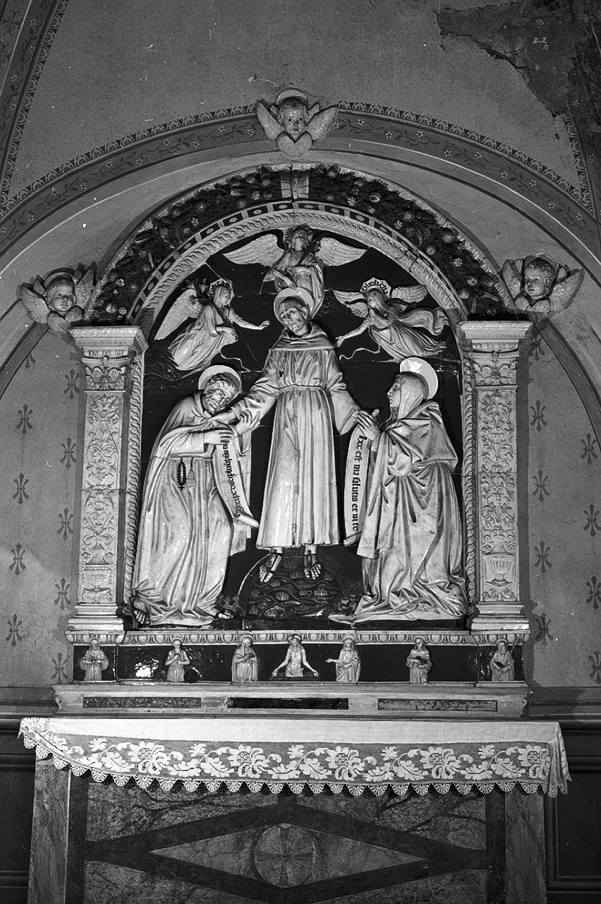 San Francesco d'Assisi dona la regola a San Ludovico e Sant'Elisabetta (ancona) di Della Robbia Andrea (sec. XVI)