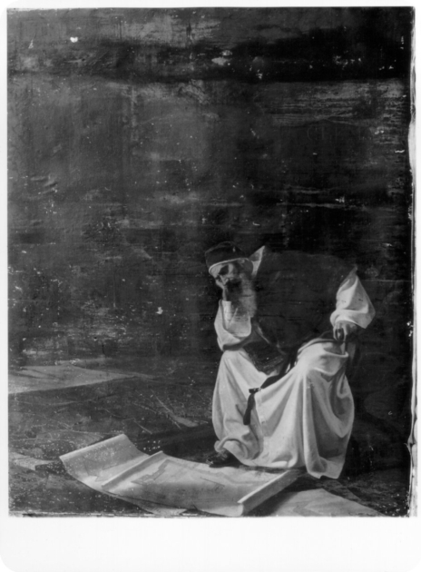 CLEMENTE VII NELL'ATTO DI STUDIARE LE CARTE DELL'ASSEDIO DI FIRENZE (dipinto) di Norfini Luigi (sec. XIX)