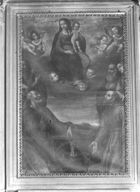 La Madonna in trono fra San Pietro, San Paolo, San Giovanni, San Francesco (dipinto) - ambito toscano (sec. XVII)