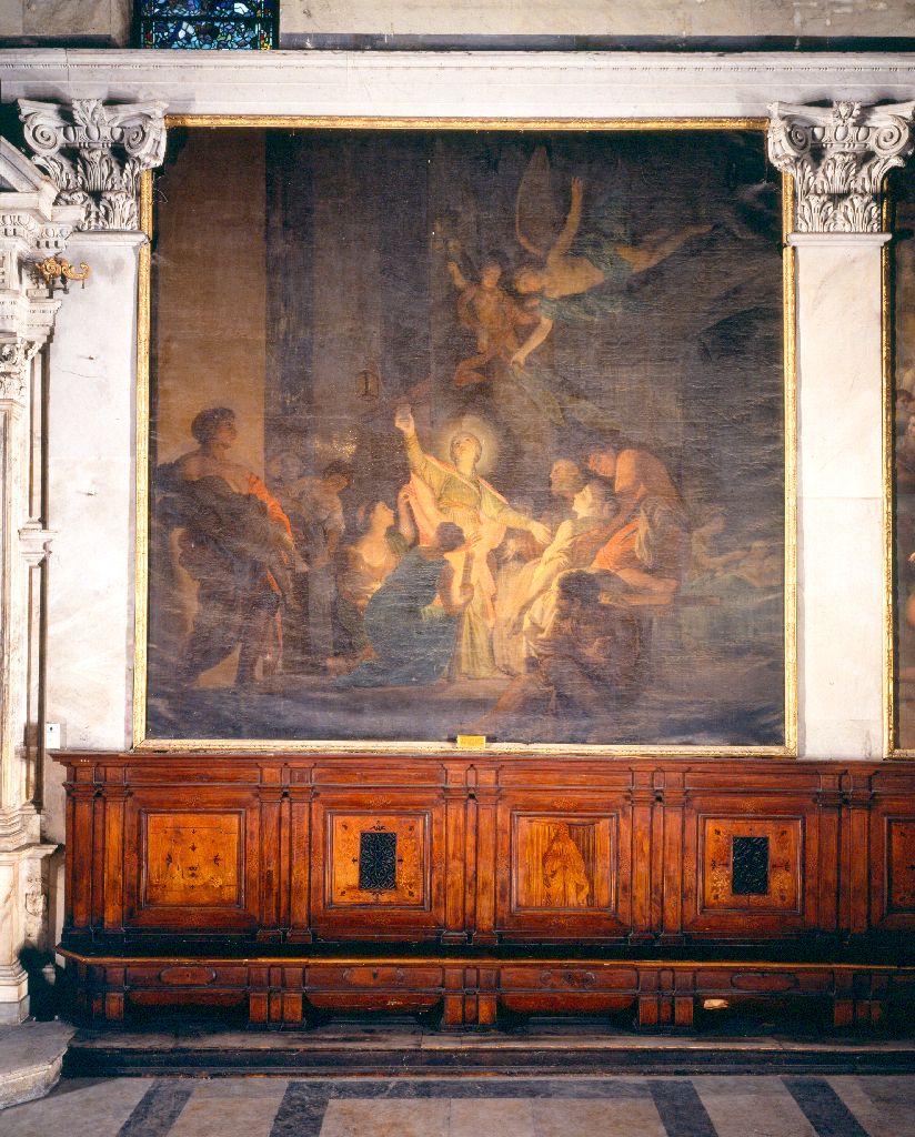 Miracolo di Santa Ubaldesca (dipinto) di Corvi Domenico (sec. XVIII)