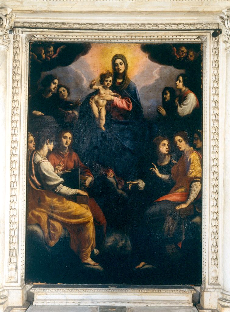 Madonna con Bambino in gloria e Santi (dipinto) di Allori Cristofano detto Bronzino, Rosi Zanobi (sec. XVII)