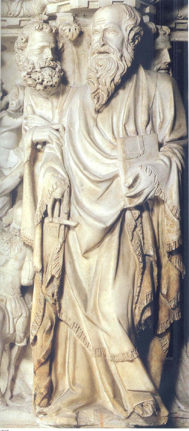 San Paolo tra santi (pilastrino) di Giovanni Pisano (sec. XIV)
