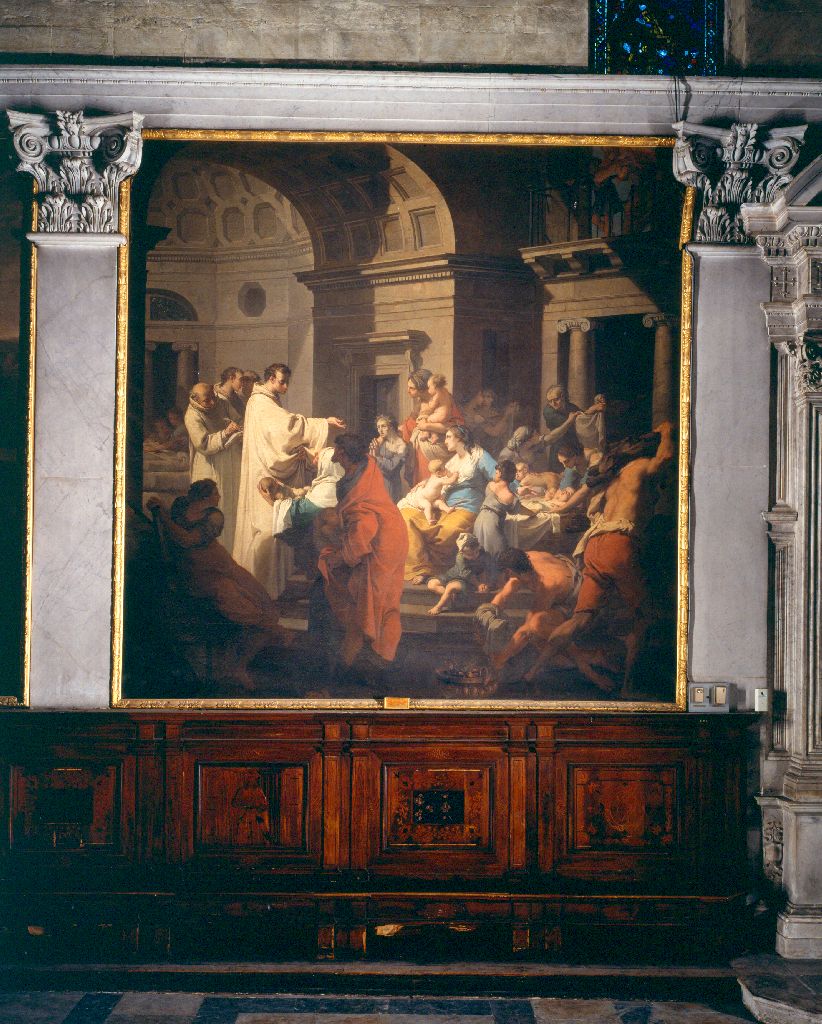 Il Beato Domenico Vernagalli fonda l'Ospedale dei trovatelli (dipinto) di Gandolfi Gaetano (sec. XVIII)