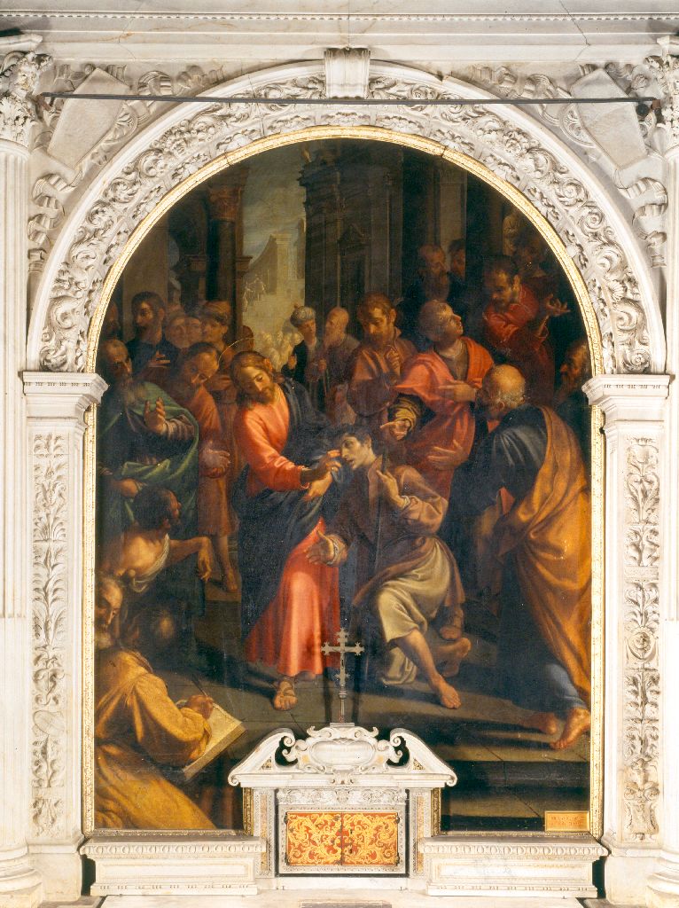 Cristo ridona la vista al cieco nato (dipinto) di Lomi Aurelio (sec. XVII)