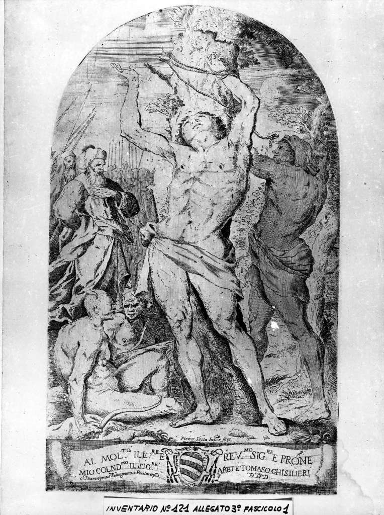 martirio di San Sebastiano (stampa) di Testa Pietro detto Lucchesino (sec. XVII)