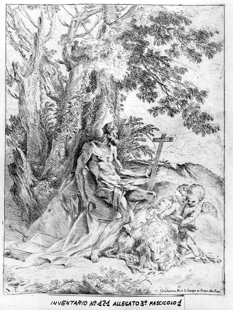 San Girolamo penitente (stampa) di Testa Pietro detto Lucchesino (sec. XVII)