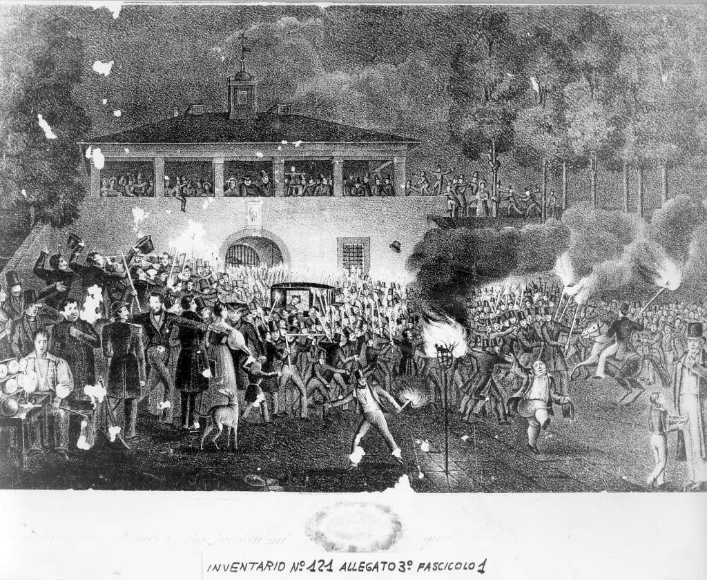 Ingresso trionfale di Carlo Ludovico di Borbone a Lucca nel 1833 (stampa) di Buonori Michele (sec. XIX)