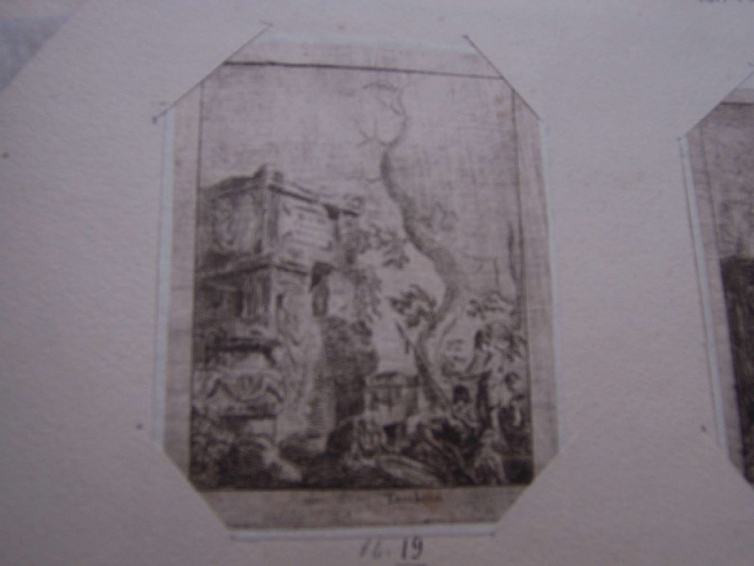 paesaggio con rovine (stampa) di Chaniron F (sec. XVIII)