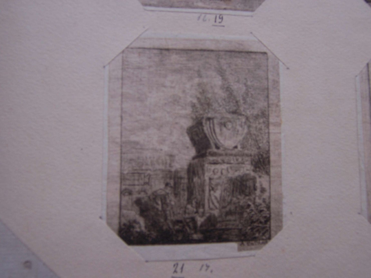 paesaggio con rovine (stampa) di Chaniron F (attribuito) (sec. XVIII)