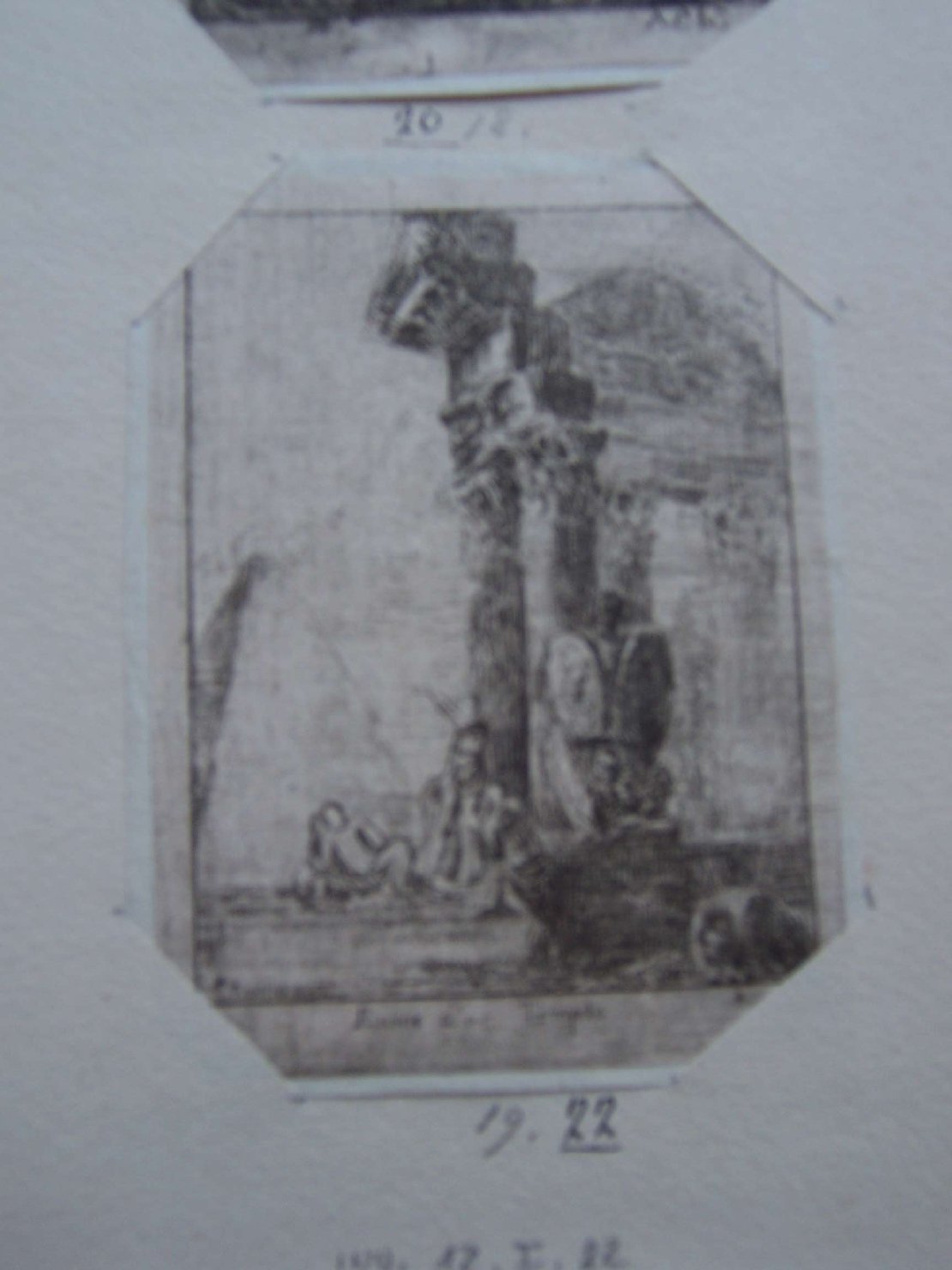 paesaggio con rovine (stampa) di Chaniron F (attribuito) (sec. XVIII)