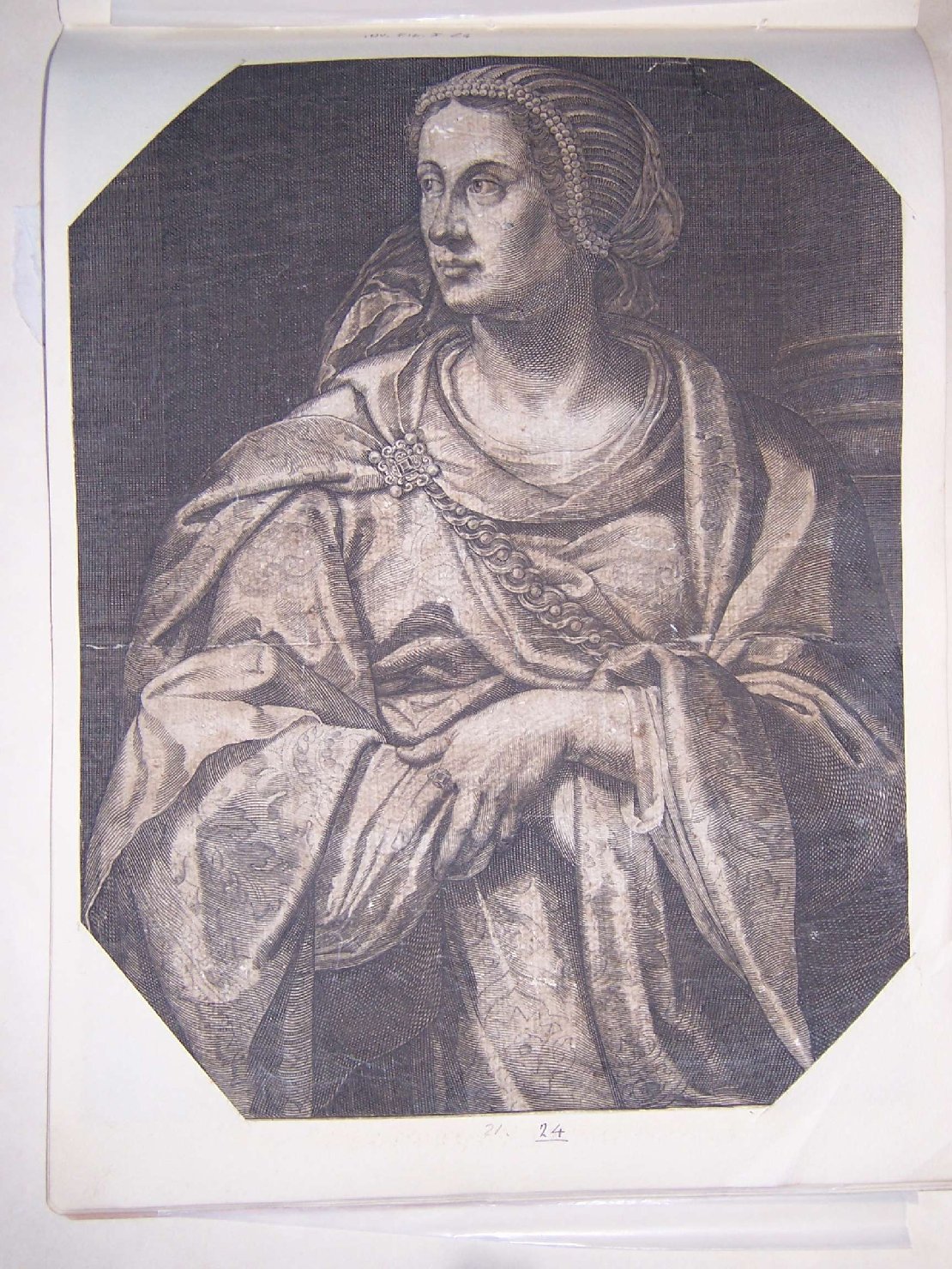 ritratto di donna (stampa, frammento) - ambito europeo (fine/inizio secc. XVI/ XVII)