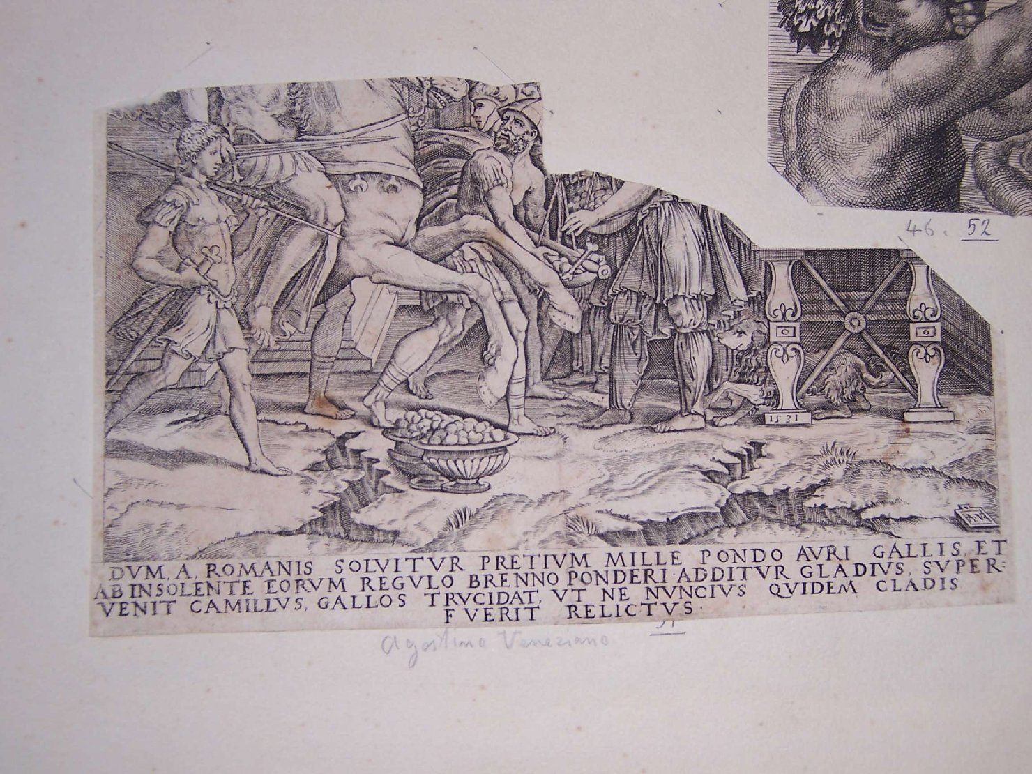 scena di trionfo (stampa, frammento) di Agostino Veneziano (sec. XVI)
