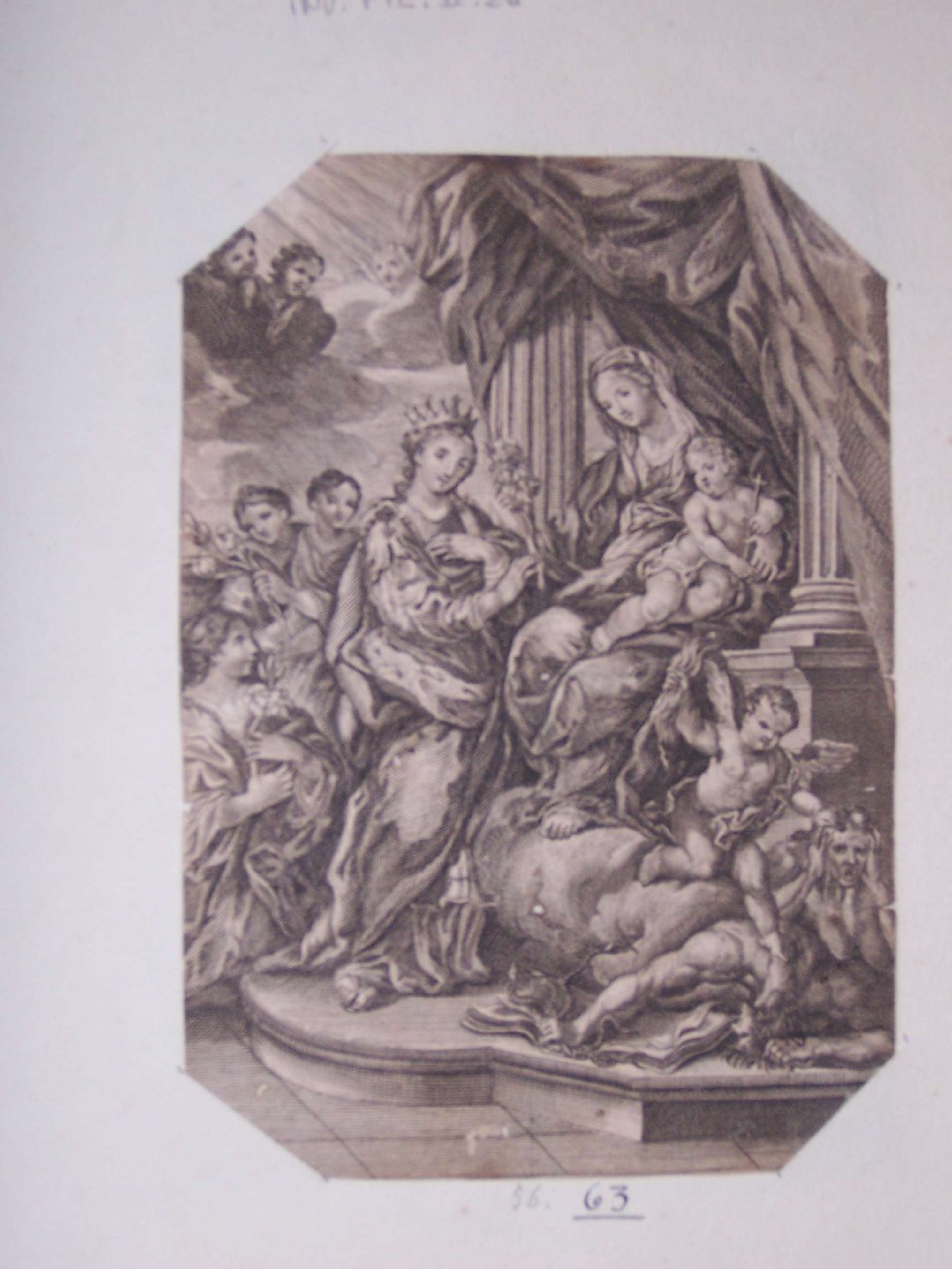 Madonna con Bambino e Santi (stampa) - ambito europeo (sec. XVII)